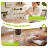 Clear Mini Greenhouse Indoor, Tabletop Portable Greenhouse with Magnetic Door Small Acrylic Plant Green House for Seed Starting, Plant Grow Warmer,and Home Gardening Display