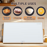 Warming Mat for Food (XXL 32"x18"), Warming Trays for Buffets Party and Daily Use,Temperature Control Food Warmer, Full Surface Tempered Glass Top Heating Food Warming Mat, White Electric Warming Tray