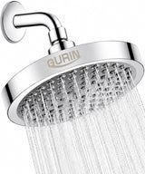 GURIN Shower Head - Powerful High Pressure Rain Shower Head 6 Inch - Luxury Rainfall Showerhead with Adjustable Angles, 90 Anti-Clog Nozzles, Tool-Free 1-Min Install, Premium Polished Chrome Finish