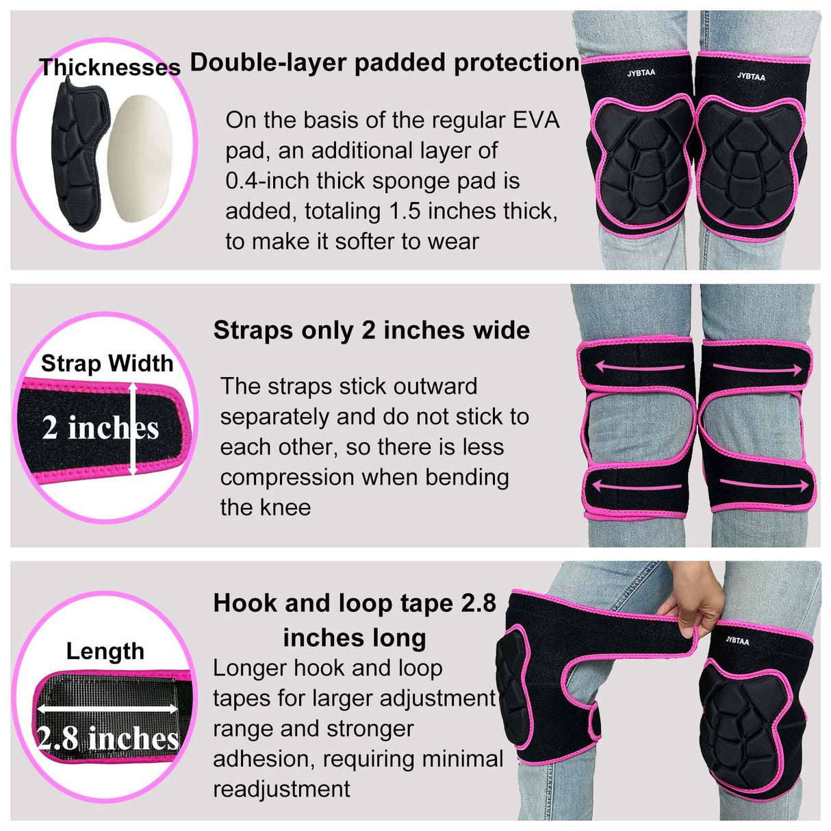 Men/Women Knee Pads, Garden Knee Cushion for Cleaning Floor, Waterproof Soft Knee Protector for Kneeling Crawling Work, Adjustable Flexible Foam Pad for Yard Tile Concrete for Worker, Rose Red L. (1 Pair)