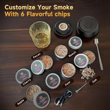 Electric Whiskey Smoker Kit Built-in Lighter, Rechargeable Old Fashioned Cocktail Bourbon Drink Smoker kit with 6 Wood Chips Birthday Gifts for Men Dad Husband Boyfriend Mens