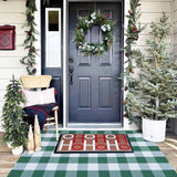Christmas Outdoor Mat Buffalo Plaid Christmas Decor Rug Cotton Hand-Woven Layered Door Mats Washable Carpet for Front Porch, Kitchen, Farmhouse, Entryway