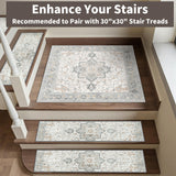 sarben Non Slip Stair Treads for Wooden Steps 15PCS - 8"x30" Indoor Safety Carpet, Edging Mats with TPE Adhesive Backing, Pet and Elderly Friendly Stair Rugs (Taupe)