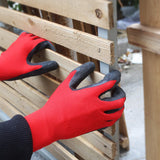 Evridwear Crinkle Latex Rubber Hand Coated Safety Work Gloves for Men Women General Multi Use Construction Warehouse Gardening Assembly Landscaping,Red Small 12 Pairs Pack