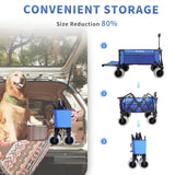 51" L Beach Wagon with 9" Sand Wheels,260L Collapsible Beach Cart with Rear Tailgate,Heavy Duty Wagon for Sand, Camping, Fishing and Sport,Blue