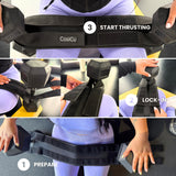 Hip Thrust Belt for Glute Workouts – Heavy Duty Booty Builder for Dumbbells, Kettlebells & Plates – Double Strap Support, Adjustable Fit for Women & Men – Double Hook & Loop, Home or Gym Use.