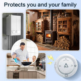Smoke and Carbon Monoxide and Heat Detector 3-in-1 CO/Smoke/Temp Alarm 10-Year Battery, 85dB Voice Alert, Explosion-Proof ABS, Easy Installation Home Safety Device (Includes AA Batteries)