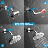 SparkPod Shower Head - High Pressure Rain - Premium Quality Luxury Design - Easy Clean Adjustable Replacement for Your Bathroom Shower Heads (Polished Chrome Finish, 6 Inch Round)
