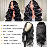 Glowig U Part Human Hair Wig Body Wave for Women Brazilian Remy Upart Human Hair Wig Beginner Friendly No Sew in NO Glue 180% Density Natural Color 20Inch