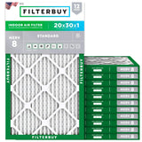 Filterbuy 20x30x1 Air Filter MERV 8 Essential Dust & Allergy Defense (12-Pack), Electrostatic Pleated HVAC AC Furnace Filters Replacement (Actual Size: 19.63 x 29.63 x 0.75)
