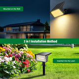 LAMKEEP Solar Spot Lights Outdoor with 60 LED & Auto On/Off, 2 Pack Solar Lights Outdoor Waterproof IP68 with 3 Lighting Modes, 2-in-1 Solars Landscape Light for Outside, Garden, Yard(Warm White)