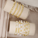 COLOYAN 10PCS Gold Beaded Stretch Bracelets for Women Stack