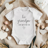 Hi Grandpa I Can't Wait To Meet You Pregnancy Announcement Infant Bodysuit - Surprise Gift For Grandpa (White)
