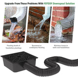 YOTODY Gutter Downspout Extensions,Catch Basin Low Profile Downspout Extender | No Deep Dig Catch Basin, Flexible Pipe Extension to 5.1ft, Protect House Foundation
