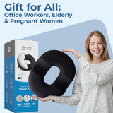5 STARS UNITED Donut Pillow Hemorrhoid Tailbone Cushion – Large Chair Pad for Pain Relief – Coccyx, Prostate, Sciatica, Pelvic Floor, Pressure Sores, Pregnancy, Postpartum Recovery, Arctic Black
