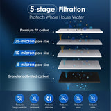 Waterdrop WF10PG Whole House Water Filter, Compatible with WHF21-PG, GE® FXHTC, GXWH40L, 3M® Aqua-Pure AP810, Culligan® RFC-BBSA, Any 10" x 4.5" System, Reduces Sediment, Chlorine, Taste, Odor