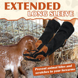 HANDLANDY Animal Handling Gloves, 24 Inches Bite-Proof, Scratch-Resistant, Pet Gloves for Dogs, Cats, Falconry, Gardening (Black Brown)