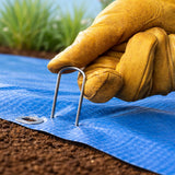 DeWitt 6 Inch U-Shaped Rounded Top Steel Anchor Pins, Garden Staples for Weed Barrier, Mats, Tarps, Garden, & Outdoor Landscaping, 100 Count, Silver