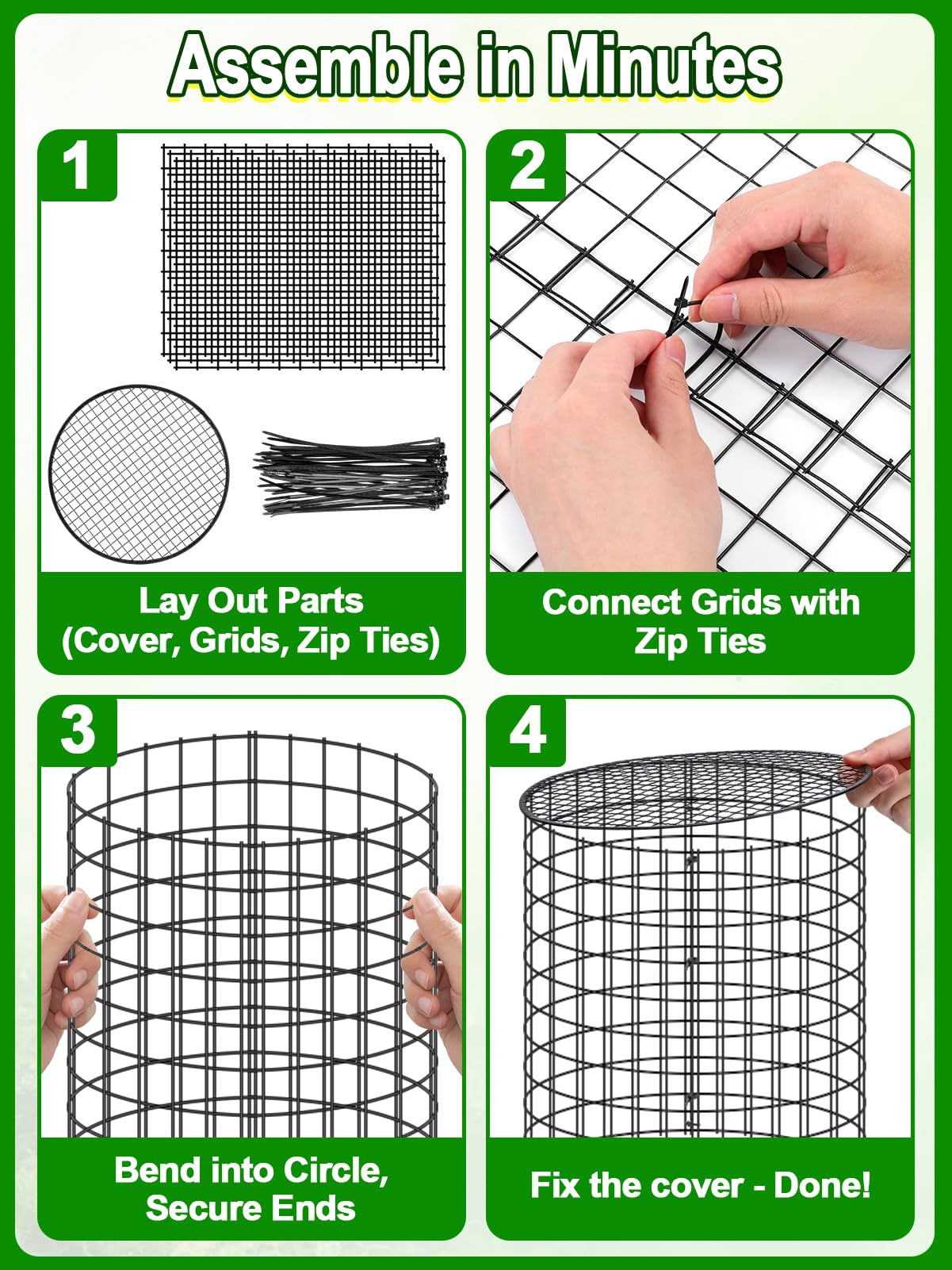 16''H x 11''Dia Plant Protectors from Animals - Full-Protection Anti-Rust Plant Cages with Covers for Outdoor Plants, Wire Garden Cloches for Plants Strawberry Keeping Chicken Rabbits Out, 4 Sets