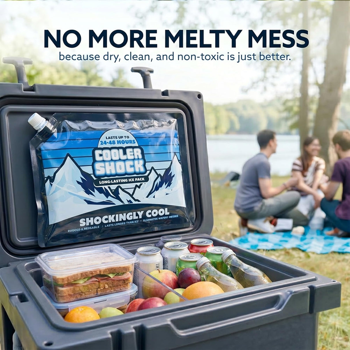 Cooler Shock Reusable Ice Packs for Cooler, 14"x10" - Long Lasting Cold Freezer Packs for Coolers and Lunch Boxes - Cooler Ice Packs for Camping Gear, Fishing, Road Trips, Beach Must Haves