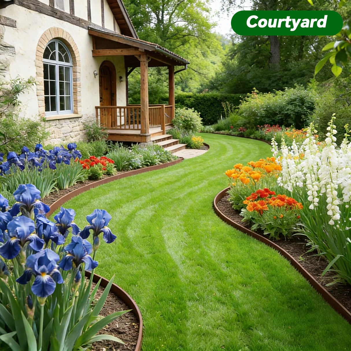 Garden Edging Border, 2In x 100 FT Landscape Edging with 90 Spikes, Brown