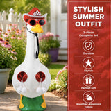 Eywwuu Funny Porch Goose Summer Bikini, Sunglasses & Tassel Skirt - Fits 17'' and 24'' Lawn Geese - Yard Decoration (Round Fringe)