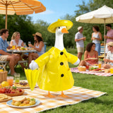 PaLuQiYa 3 Pcs/Set Raincoat Porch Goose Outfits, Summer Lawn Goose Statue Raincoat Costume, Yard Goose Clothes Raincoats Umbrella Hat Outfit for 23" Statue Patio Garden Decoration Yellow