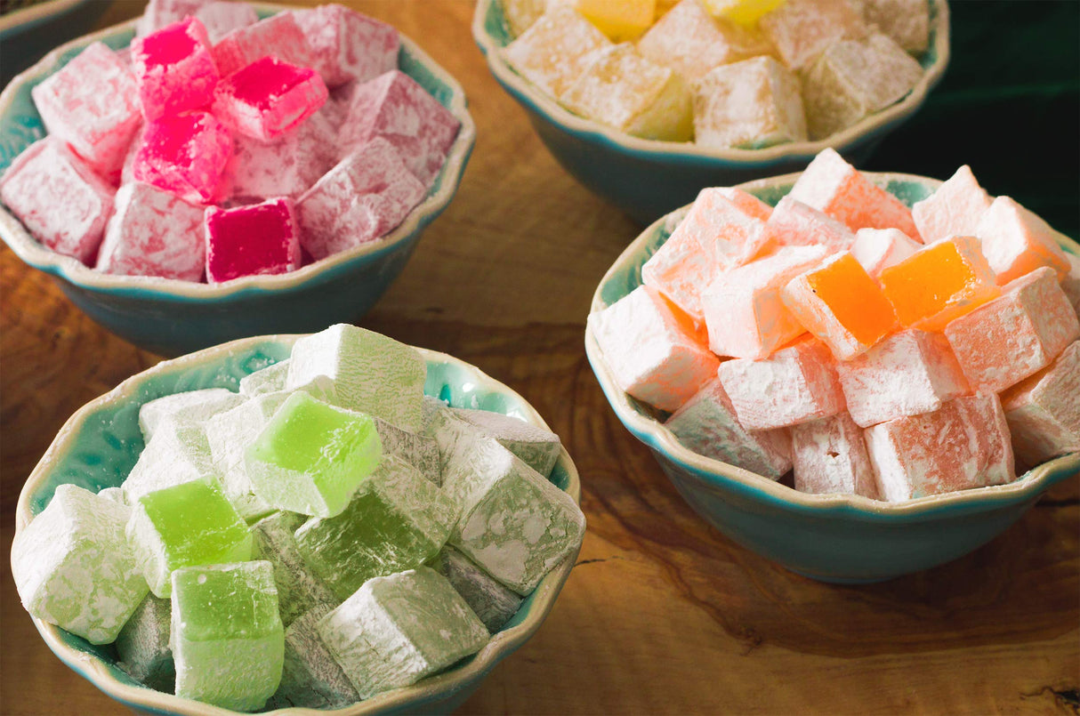 Cerez Pazari Turkish Delight Candy Gift Basket, Lokum Dessert Gourmet, Christmas Holiday Corporate Food Gifts In Elegant Tin Box, With 6 Unique Flavors, 1.6 lbs