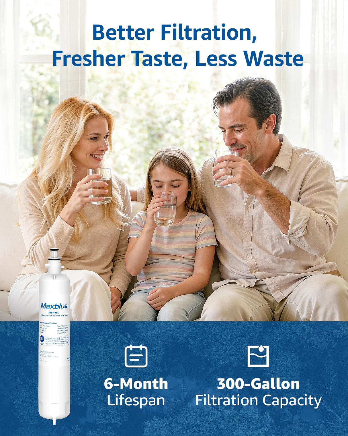 Maxblue Replacement for GE® RPWFE®, RPWF (with CHIP) Refrigerator Water Filter, Compatible with WSG-4, WF277, GFE28GMKES, PFE28KBLTS, GFD28GSLSS, PWE23KSKSS, GYE22HMKES, DFE28JSKSS