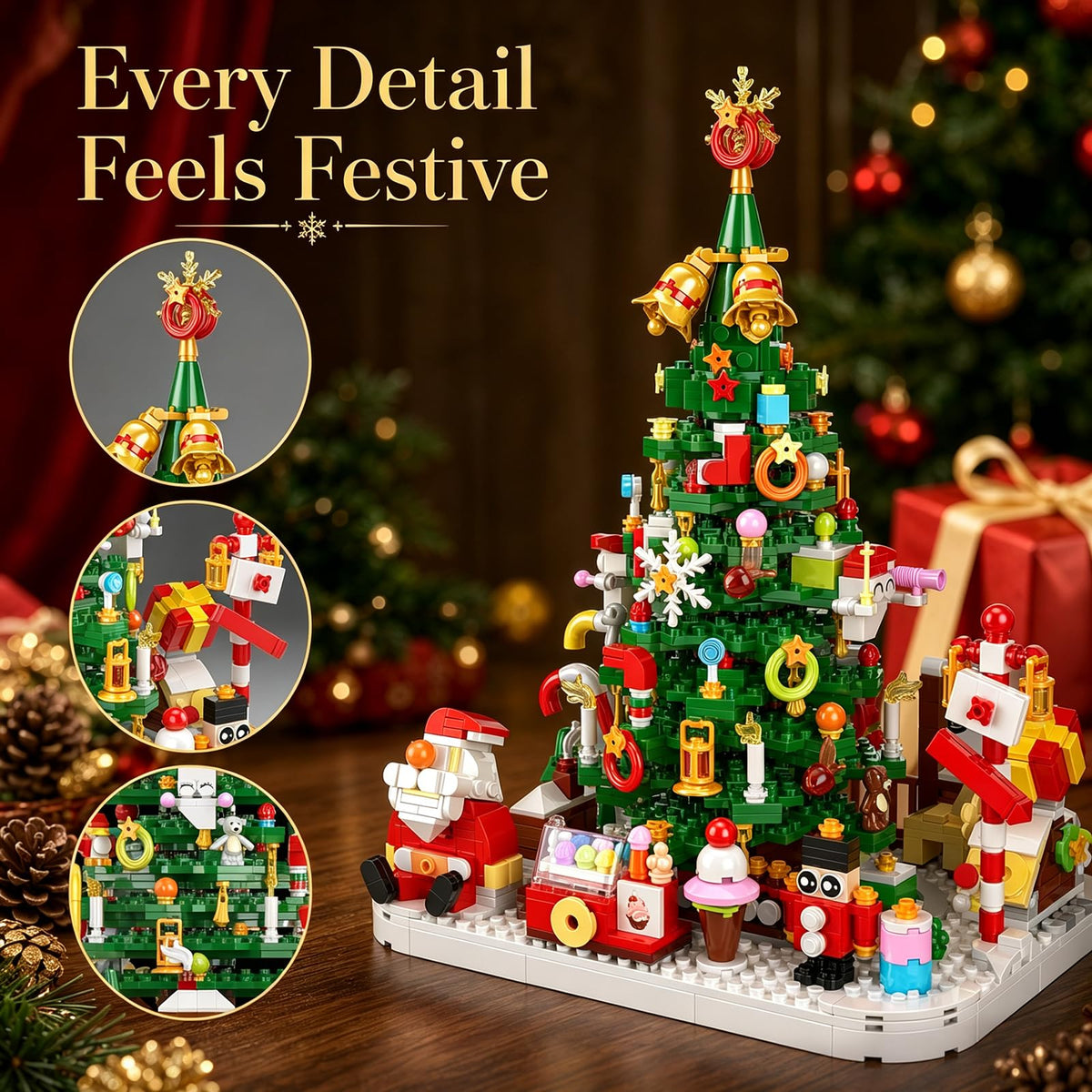 Advent Calendar 2026 Christmas Tree Building Blocks Set with warm Light