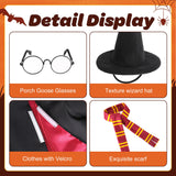 Watayo 4 Pcs/Set Christmas Wizard Goose Outfits, Lawn Porch Goose Statue Wizard Costume, Garden Goose Witch Clothes with Hat Scarf Glasses for 23" Statue Christmas Fall Outdoor Patio Yard Decor