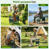 MoKo Garden Kneeler, Heavy Duty Garden Kneeler and Seat Supports up to 350Lbs, Gardening Stool with LargeTool Bag, Foldable Kneeling Stool Space Saving, Gardening Gifts for Women, Seniors, Dark Green
