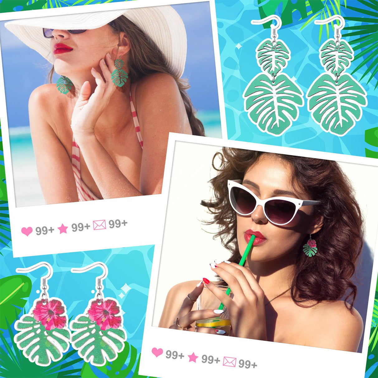 Nosiny 36 Pairs Tropical Summer Earrings Bulk for Women Vacation, Classic