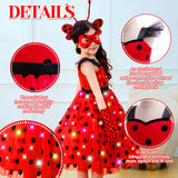 CIYTI Girls Light up Ladybug Costume, Light Up Princess Costume Dress Kid Toddler Princess Dress Halloween Christmas Dress Up Children Clothing (5-6 Years)