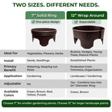 7 inch Solid Planting Grow Rings | 6 Pack Earth Brown | One-Piece Design for Deep Root Watering Veggies, Herbs & Flowers | Mulch & Soil Barrier | Deter Slugs and Cutworms | Heavy Duty | Made in USA