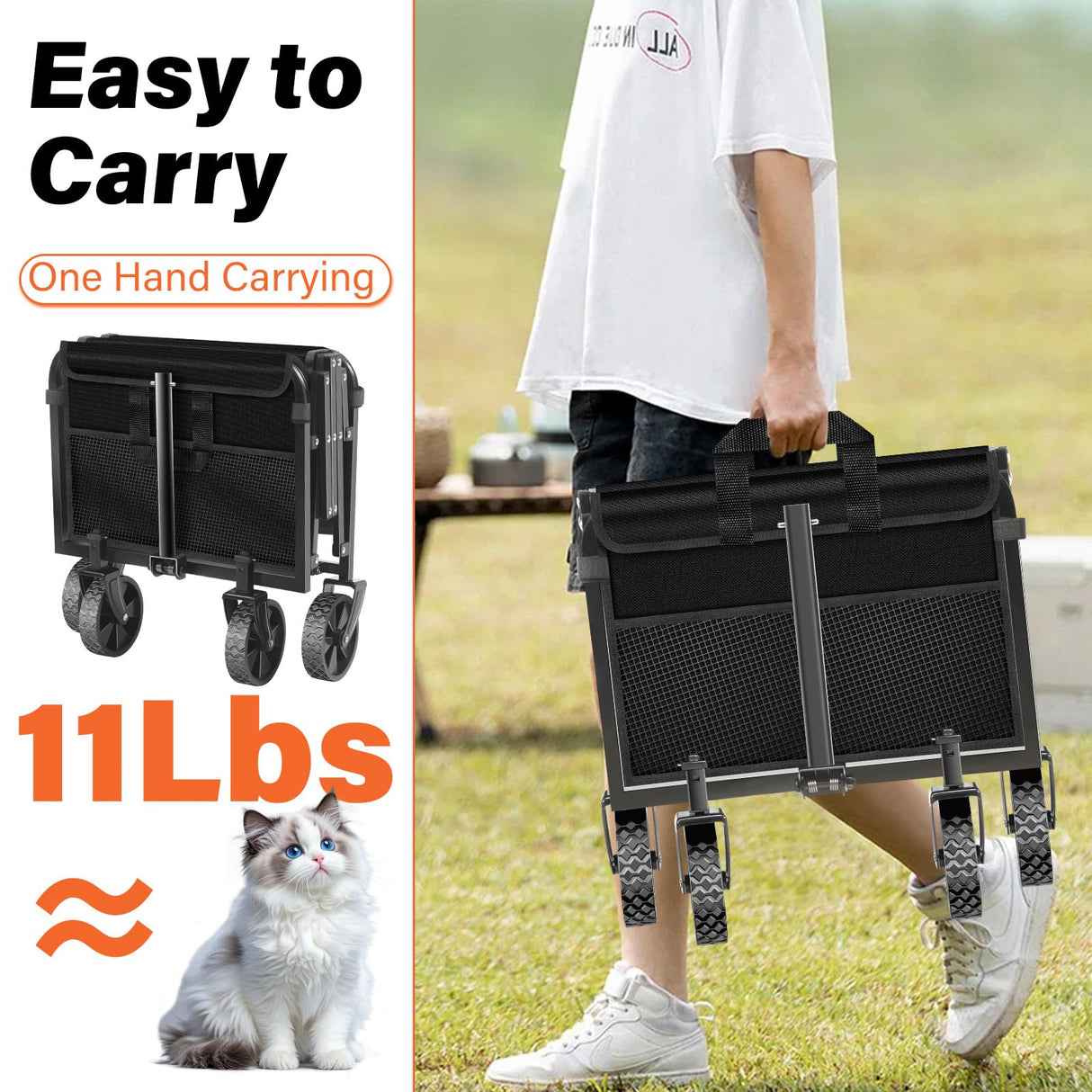 Wagons Carts Foldable - 280Lbs Collapsible Wagon Cart with Wheels Portable - Folding Wagon Lightweight for Camping, Sports, Travel, Picnic, Groceries, Shopping