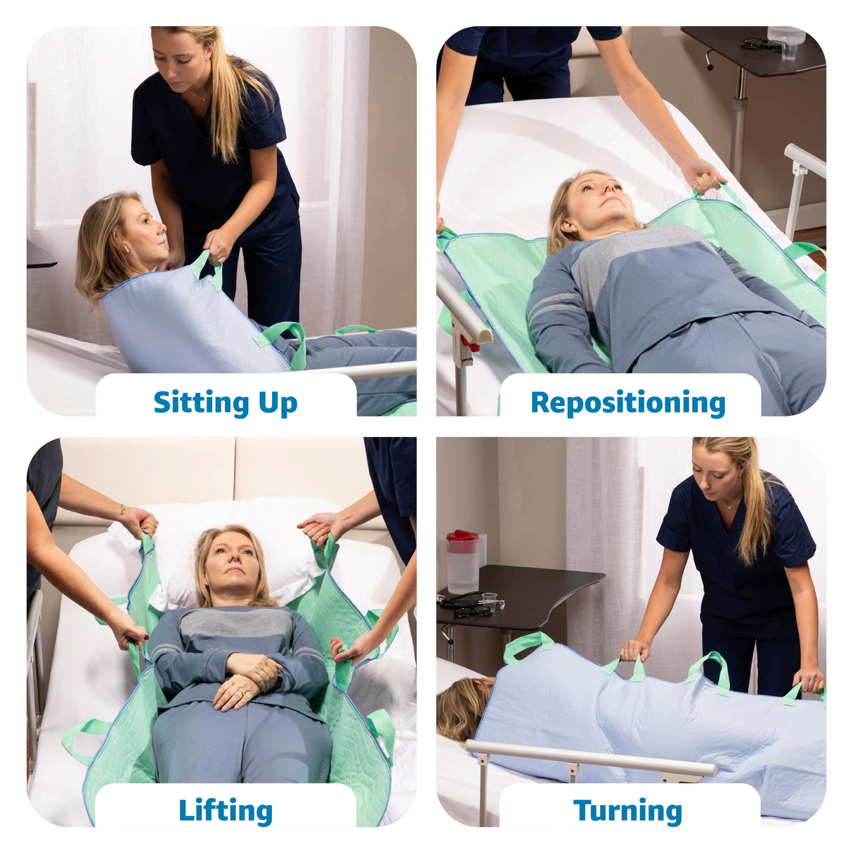 Improvia Positioning Bed Pad 34"x36" with 6 Reinforced Handles, Quick-Drying, Washable, Waterproof, Reusable, Mattress Protection, For Lifting, Turning, Transfering, Elderly and Incontinence patients.