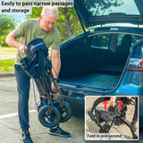 Henmnii Rollator Walker for Seniors, Lightweight Foldable All Terrain Rolling Walker with seat, Aluminum Walkers with 10 inch Rubber Wheels, Handles and Backrest for Seniors and Adult