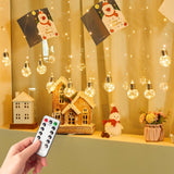 Minetom 200 LED Curtain Fairy Lights - 9.8 FT Wishing Ball Window Hanging Lights with Remote, USB Powered Waterproof for Christmas Wedding Bedroom Decoration, Warm White