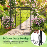 Giantex 81" H Metal Garden Arbor Arch Trellis with Gate and Planter