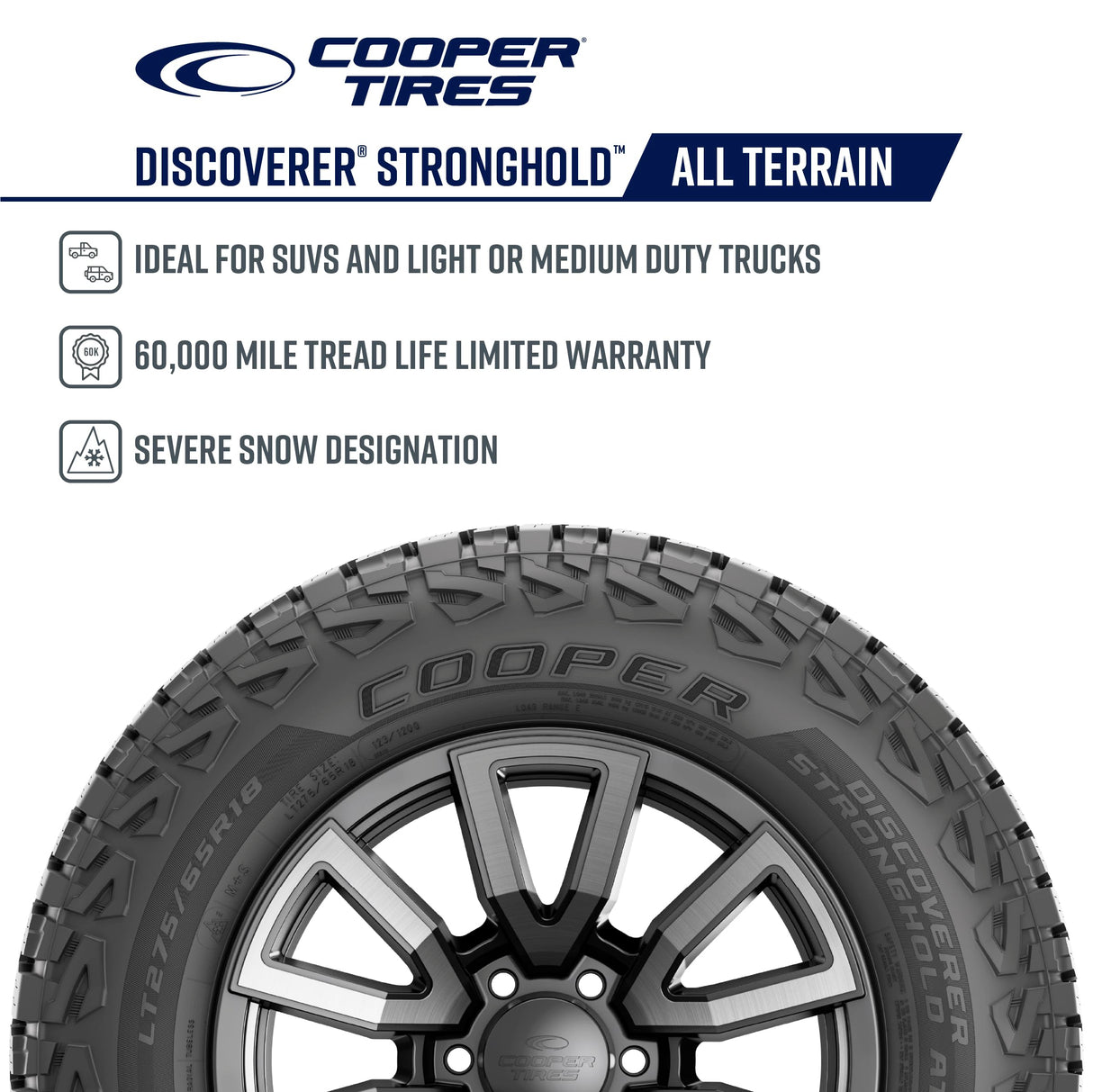Cooper Discoverer Stronghold AT All-Terrain Tire, LT265/60R20, Set of 1