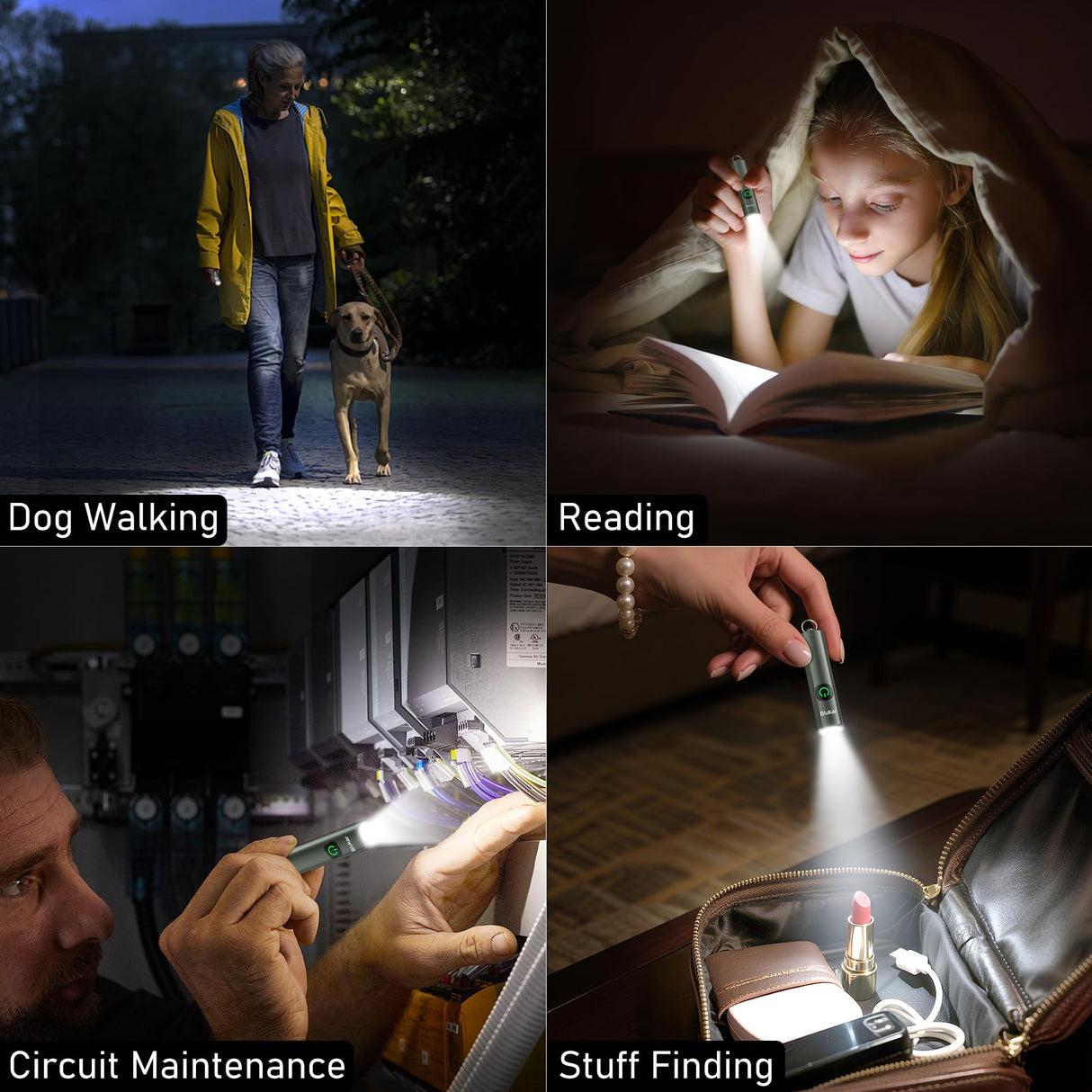 Blukar Rechargeable EDC Flashlight, Mini Keychain Flash Light with 3 Lighting Modes, Memory Function, Waterproof, Compact and Portable Pocket Light for Everyday Carry, Emergency,Camping-Gray