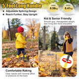 Garden Rake for Leaves: 18” Wide Metal Leaf Rake, 65” Long Adjustable Handle, Heavy Duty 25 Teeth, Fast Kids Women Large Lawn Yard Garden Leaf Cleanup Gardening Rakes: Grass,Debris,Pine Needles Pick
