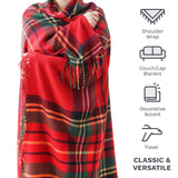 BATTILO HOME Christmas Red Plaid Throw Blanket for Couch, Bed, Super Soft Red Plaid Blankets,Soft Christmas Decorative Throw with Tassels 50"x60"