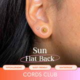 Cords Club Sun Flat Back Stud- Hypoallergenic Titanium Women's Earring