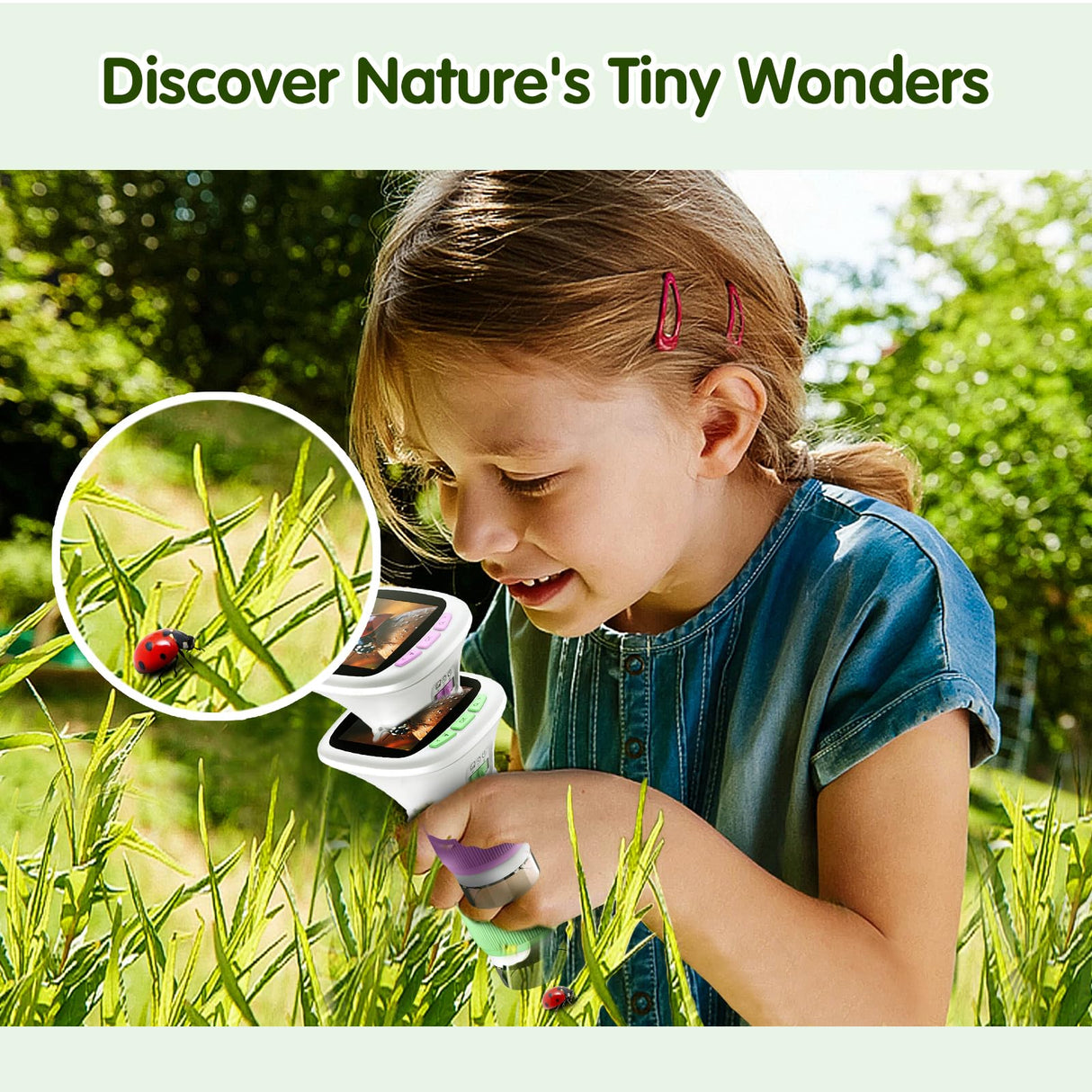 Microscope for Kids, EDCREATY 200X-1000X Portable Pocket Handheld Microscope, 2.4 High-Definition Screen, 200W Pixels for Birthday Christmas Holiday Toys Gifts for 5 6 7 8 9 10 11 12 Kids