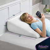 Bed Wedge Pillow for Sleeping with Memory Foam and Ultra Comfortable Topper - Wedge Pillow for Sleep Apnea, Acid Reflux Relief, Gerd, After Surgery and Back Pain Relief (White)