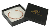 John S. Brana 3mm Hammered Copper Cuff Bracelet Handmade Jewelry - 100% Solid Uncoated Copper (6.5)