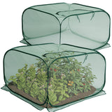 2 Pcs Pop Up Mesh Plant Cover, 35" x 35" x 27.5" Foldable Plant Protector Mesh Plant Enclosure, Garden Net Cage Guard Cover with 8 Ground Stakes for Protecting Plant Vegetable Fruit from Birds Insects