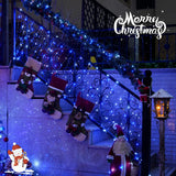 JMEXSUSS 2 Pack Blue and White Solar Christmas Lights, Each 33FT 100 LED Solar String Lights Outdoor Waterproof, 8 Modes Mini Fairy Lights for Outside Yard Patio Christmas Decorations